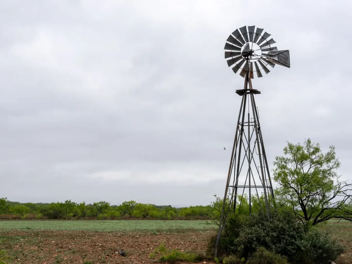 Windmill in a field in Abilene, Texas