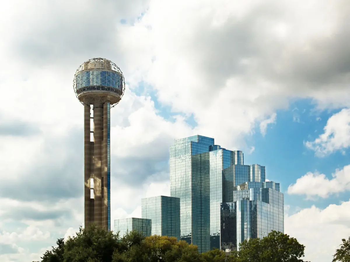 Reunion Tower and the downtown Dallas skyline