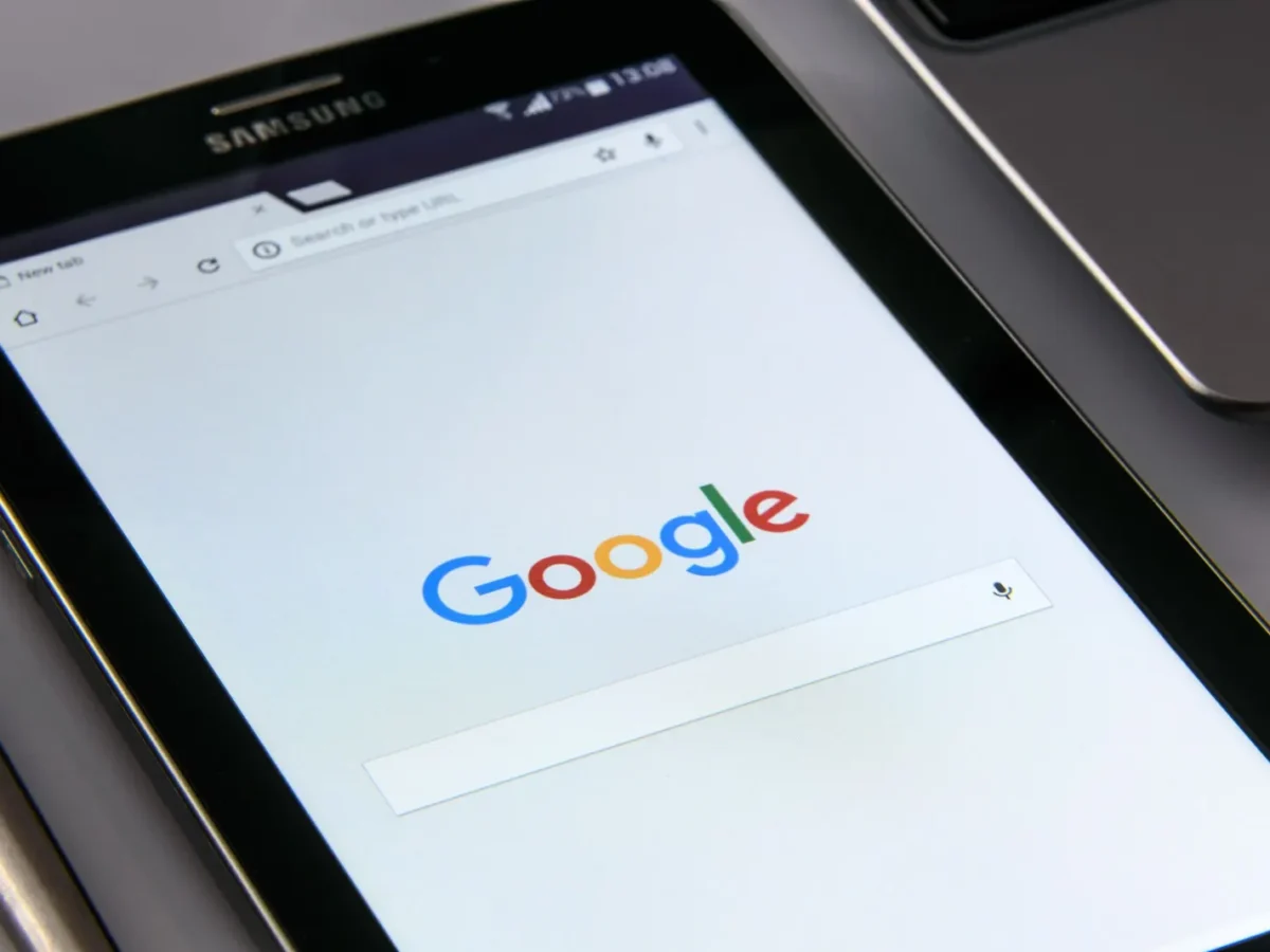 Tablet showing the Google search page