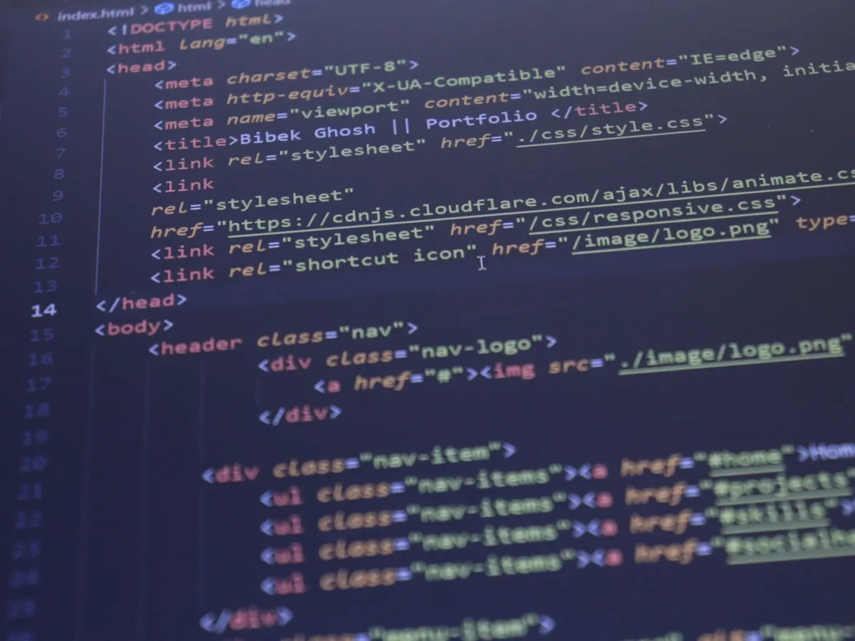 HTML and CSS code on a computer screen