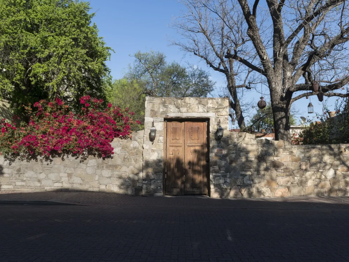 Colorful wall and estate entrance on San Bernardo Avenue in Laredo, Texas