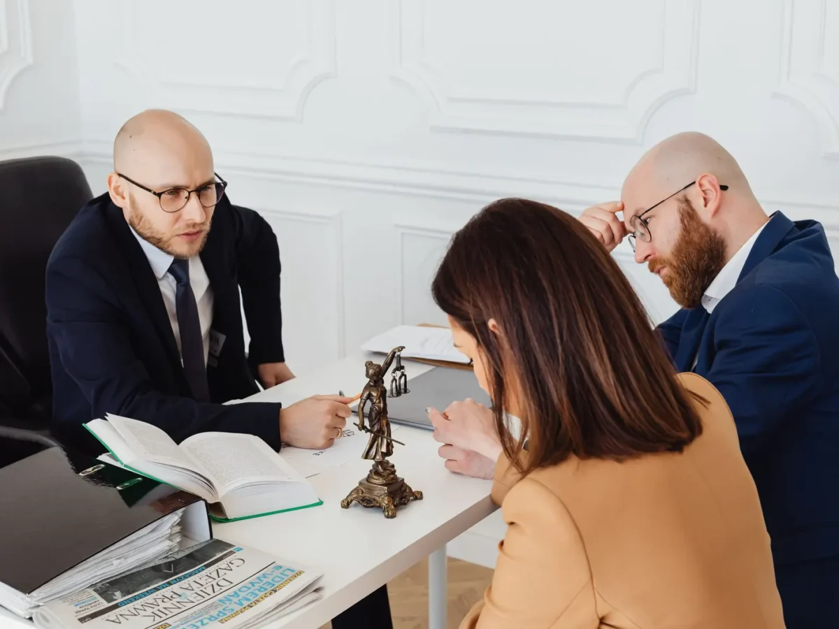 Lawyer meeting with a client in a law office