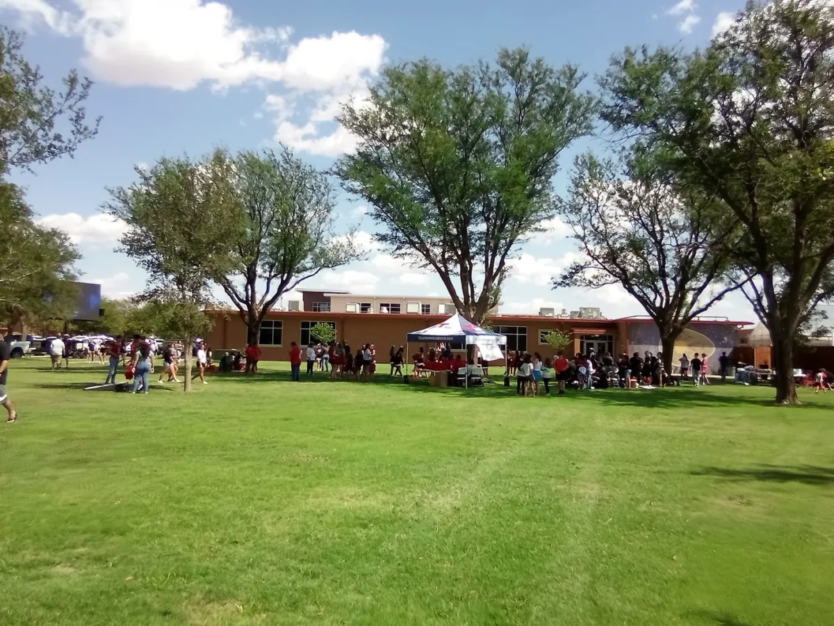 Lawn and trees at South Plains College in Levelland, Texas