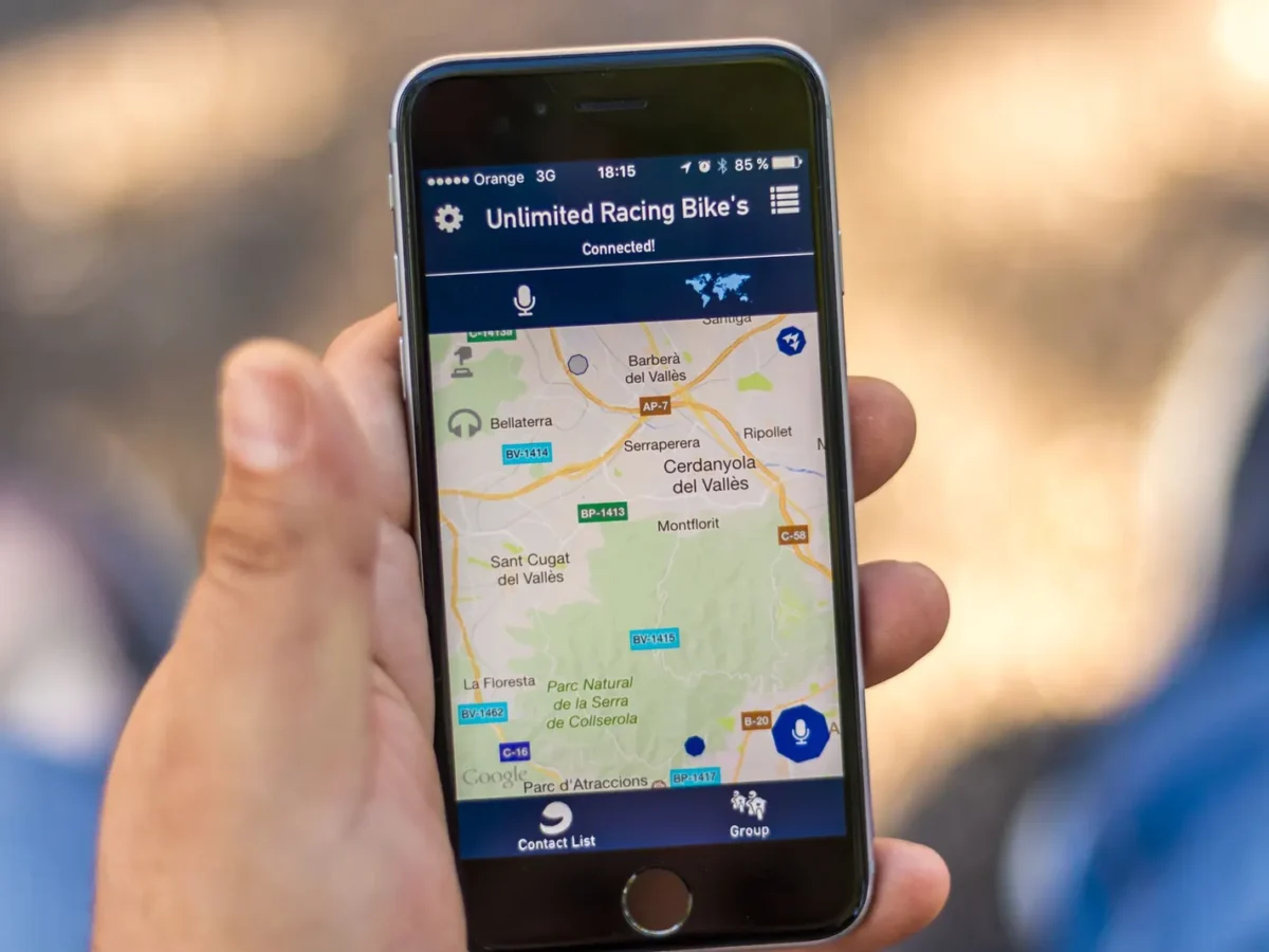 Phone showing a map app with nearby places