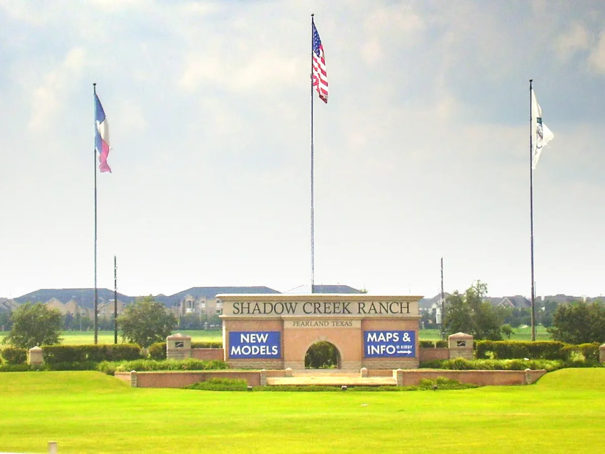 Entrance to the Shadow Creek Ranch neighborhood in Pearland, Texas
