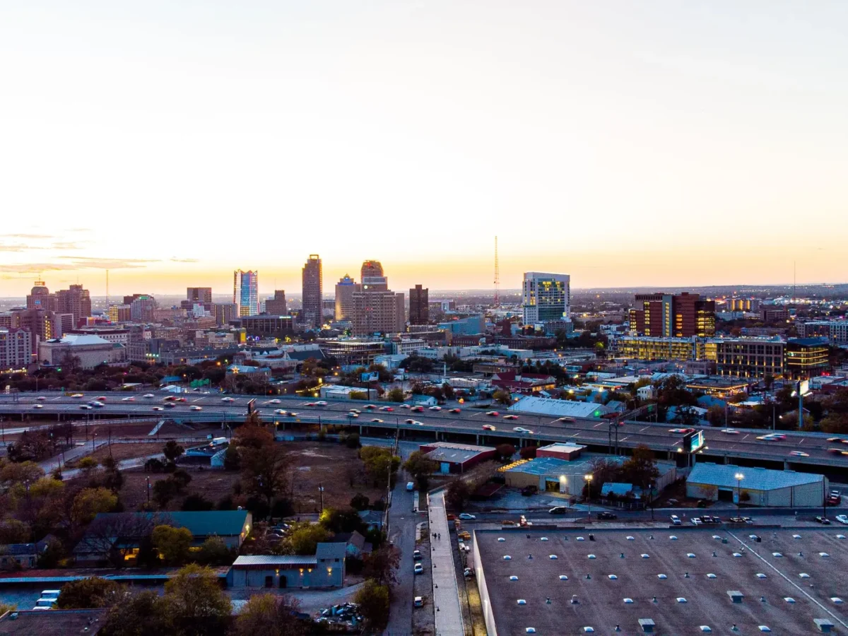 San Antonio skyline at sunset
