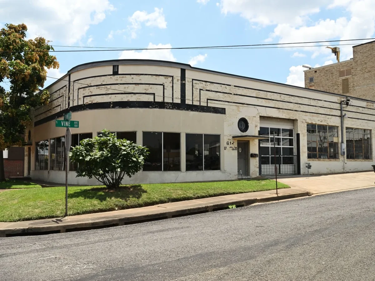 Art Deco building on a sunny street corner in Tyler, Texas